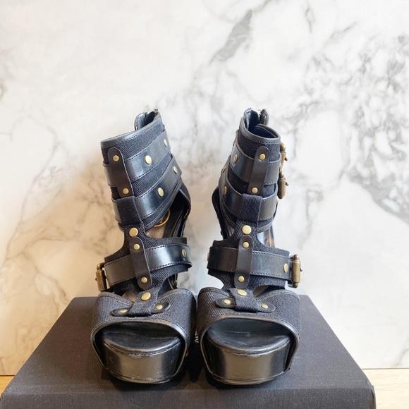 ASH Lyn Buckle Wedge Sandal 7.5 - Picture 6 of 9